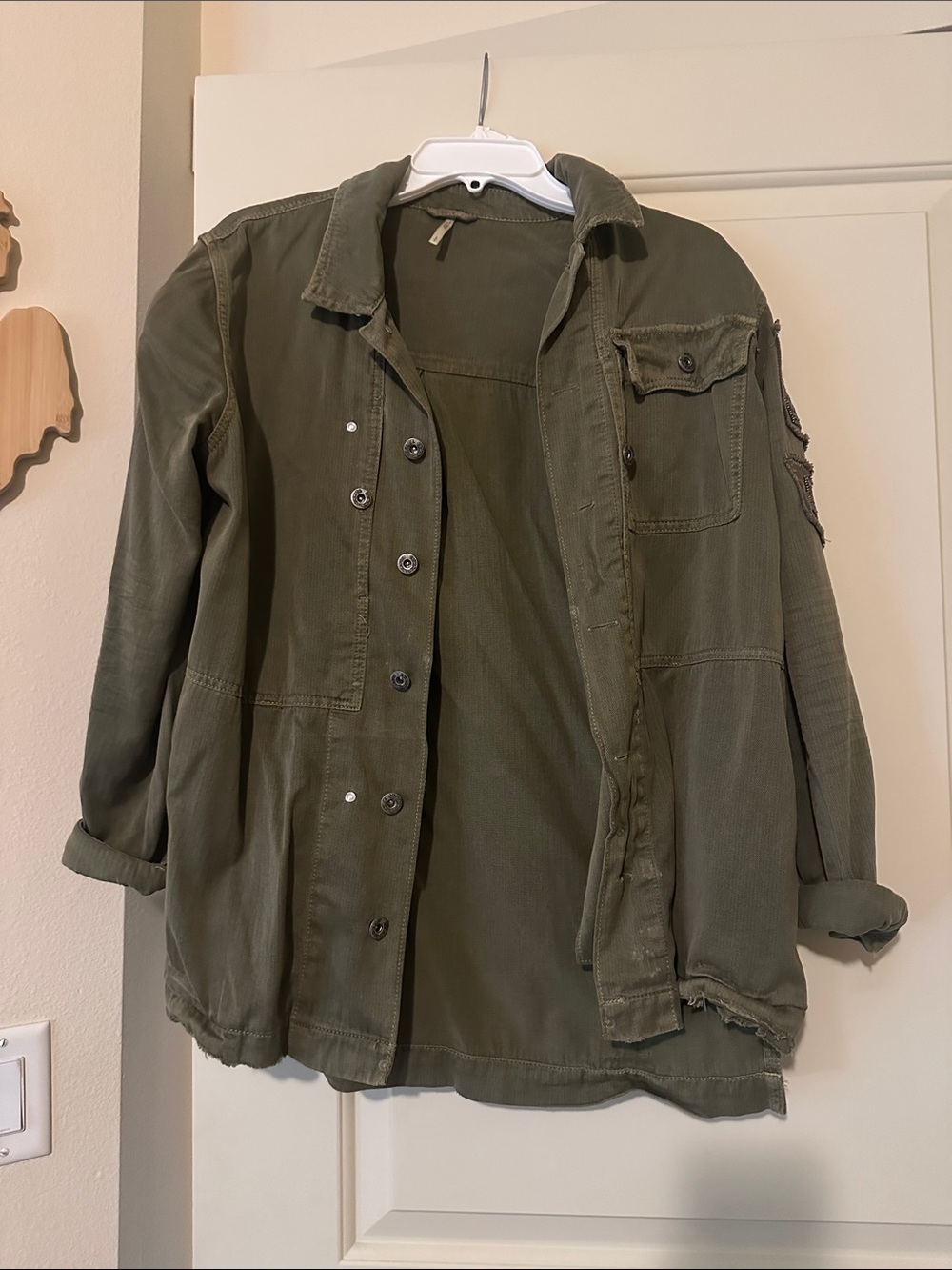 Free People Olive Green Women's Utility Jacket - Military Style